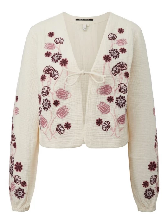 Foto van product QS Blouse crème / donkerbruin / rosa / oudroze
