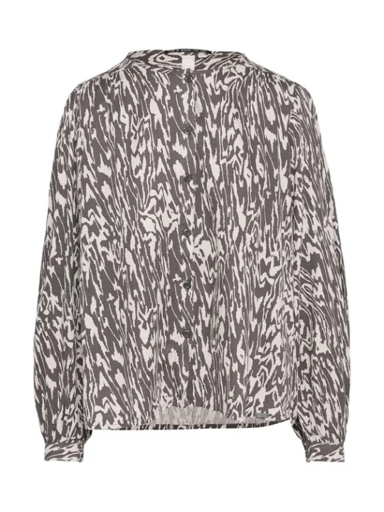Foto van product QS Blouse donkergrijs / wit