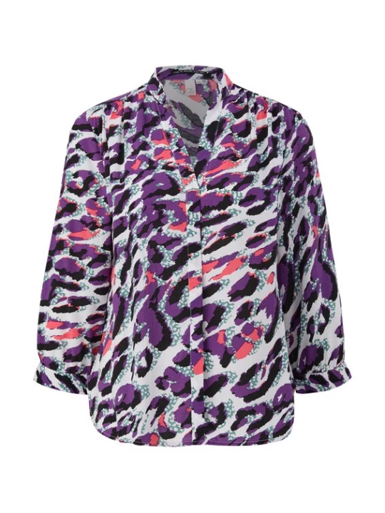 Foto van product QS Blouse ecru / cyaan blauw / lila / zwart