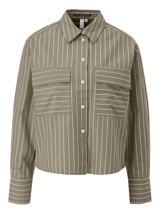 Foto van product QS Blouse olijfgroen / wit