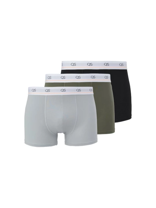 Foto van product QS Boxershorts lichtgrijs / olijfgroen / zwart / wit