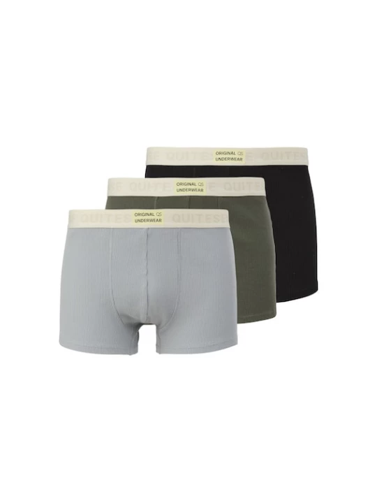 Foto van product QS Boxershorts navy / lichtgrijs / groen