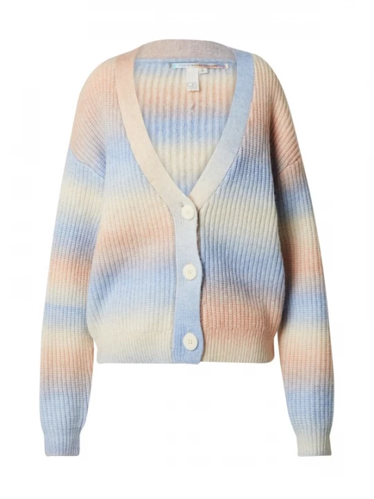 Foto van product QS Gebreid vest beige / lichtblauw / abrikoos