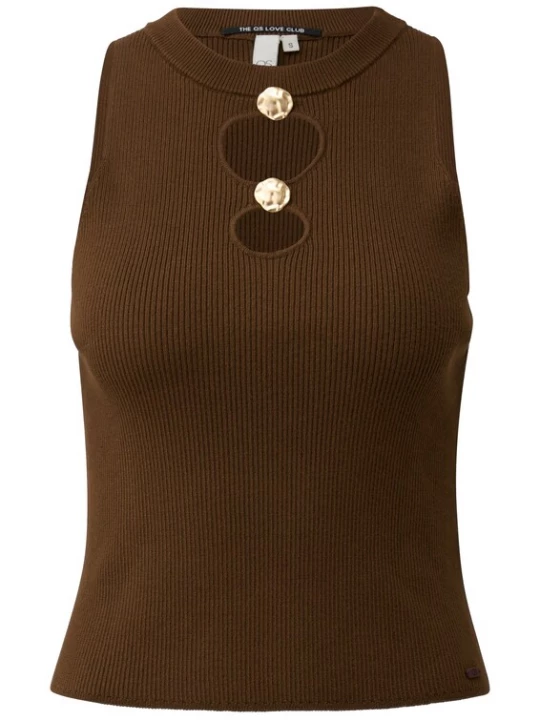 Foto van product QS Gebreide top donkerbruin