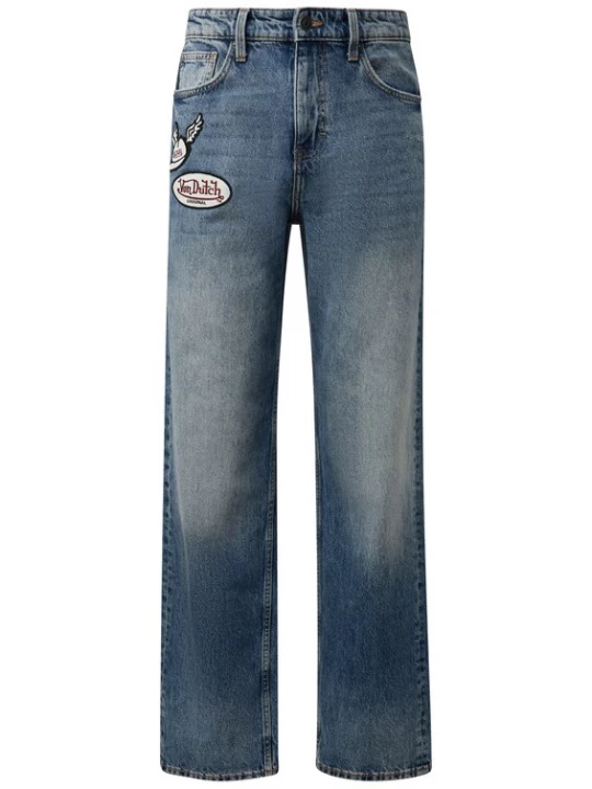 Foto van product QS Jeans blauw denim / bordeaux / zwart / wit
