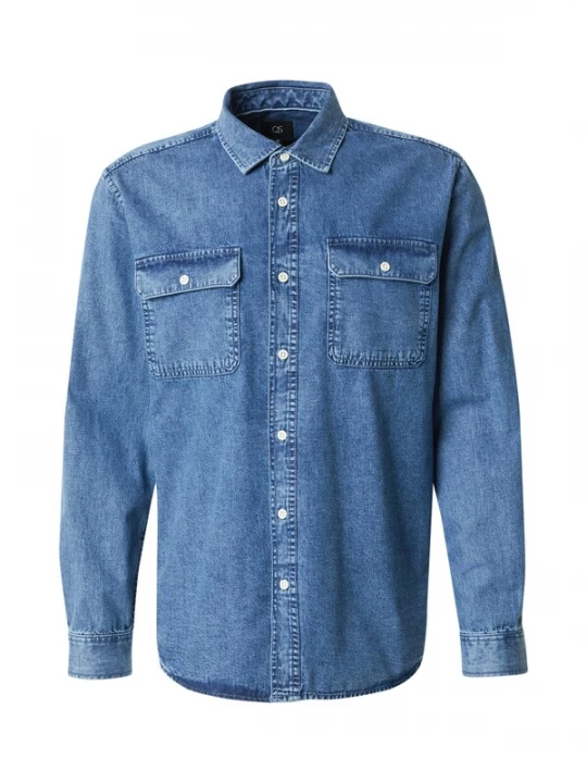 Foto van product QS Overhemd blauw denim