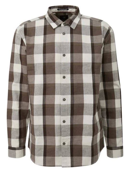 Foto van product QS Overhemd bruin / wit