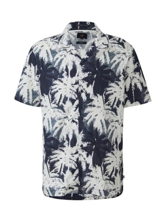 Foto van product QS Overhemd navy / saffier / offwhite