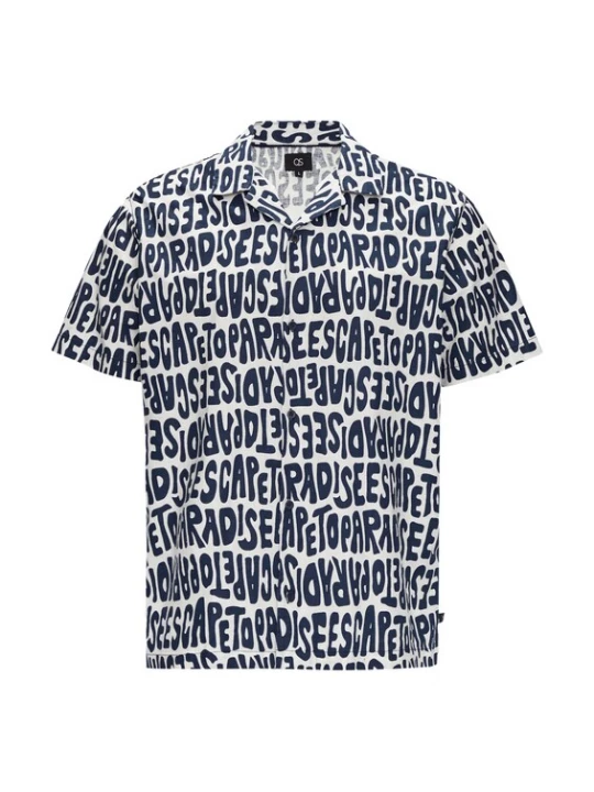 Foto van product QS Overhemd navy / wit