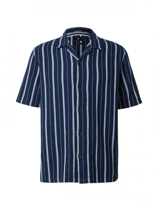 Foto van product QS Overhemd navy / wit