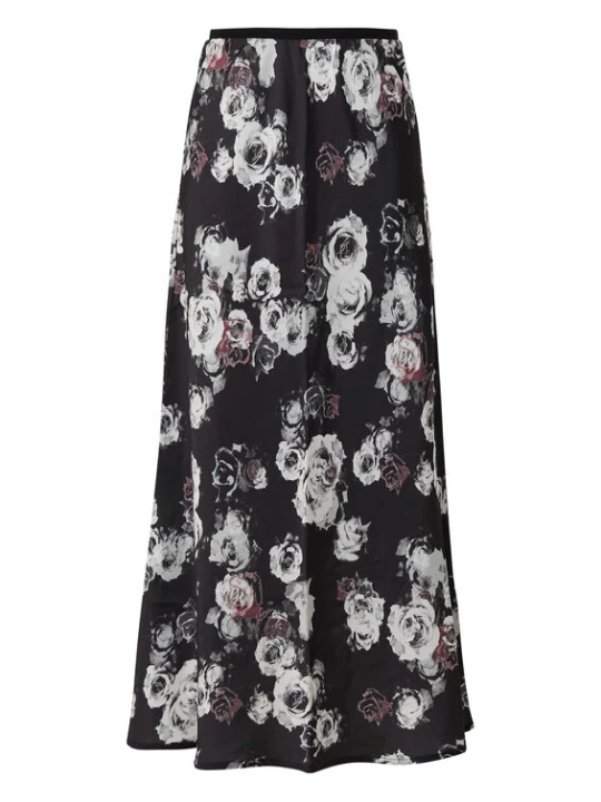 Foto van product QS Rok donkergrijs / bourgogne / zwart / wit