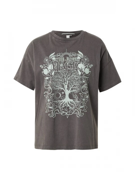 Foto van product QS Shirt antraciet / mintgroen