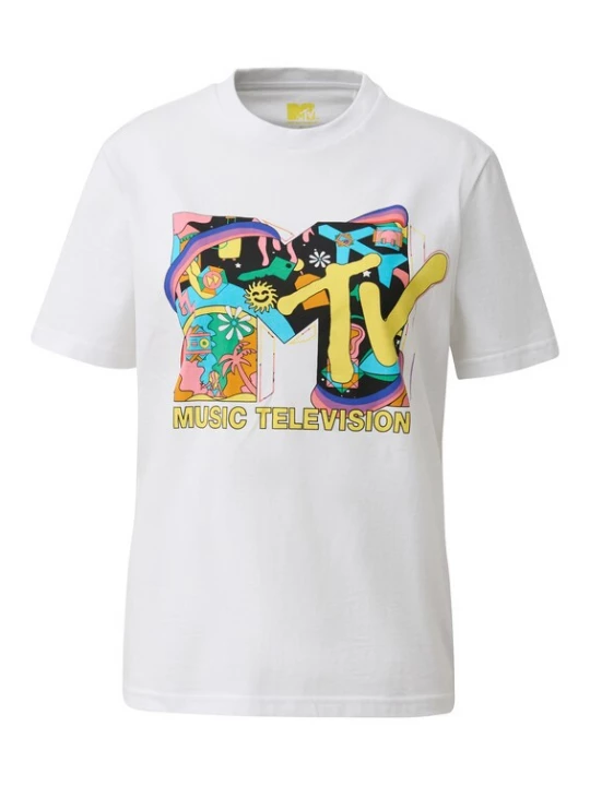 Foto van product QS Shirt aqua / geel / oudroze / wit