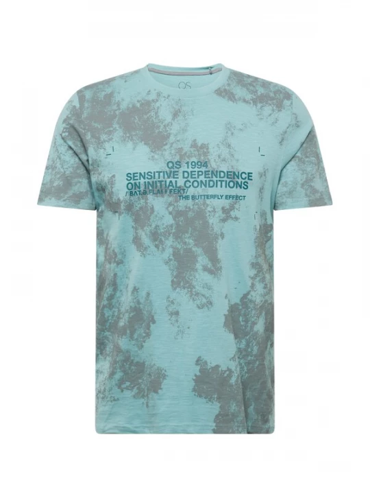 Foto van product QS Shirt aqua / grijs