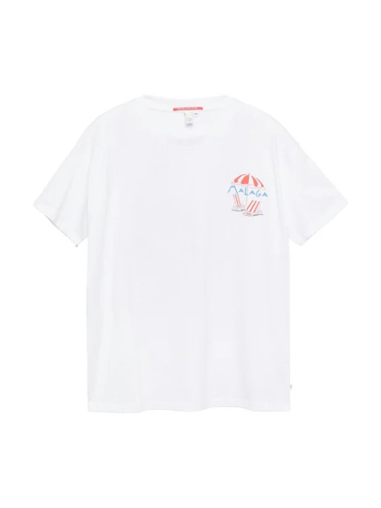 Foto van product QS Shirt blauw / koraal / wit