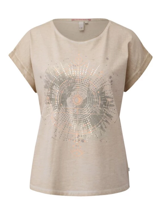 Foto van product QS Shirt camel / beige gemêleerd / abrikoos / wolwit