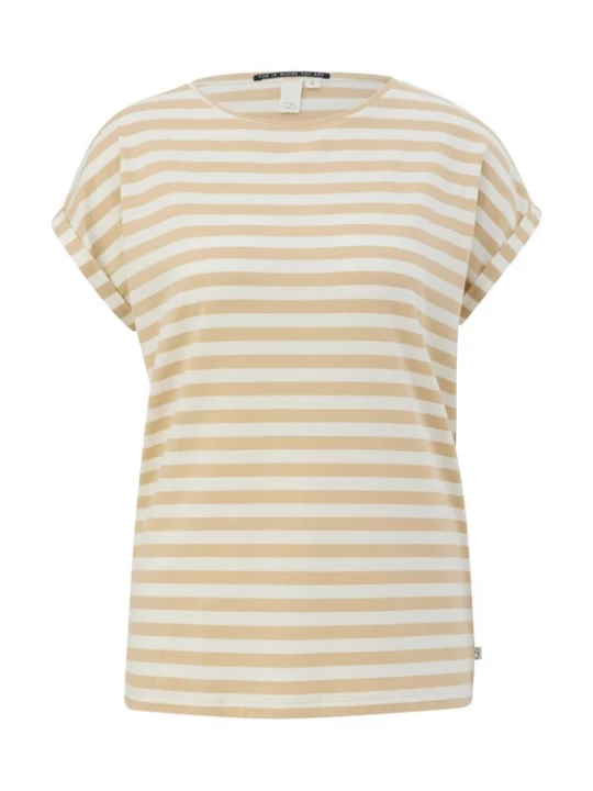 Foto van product QS Shirt camel / ivoor
