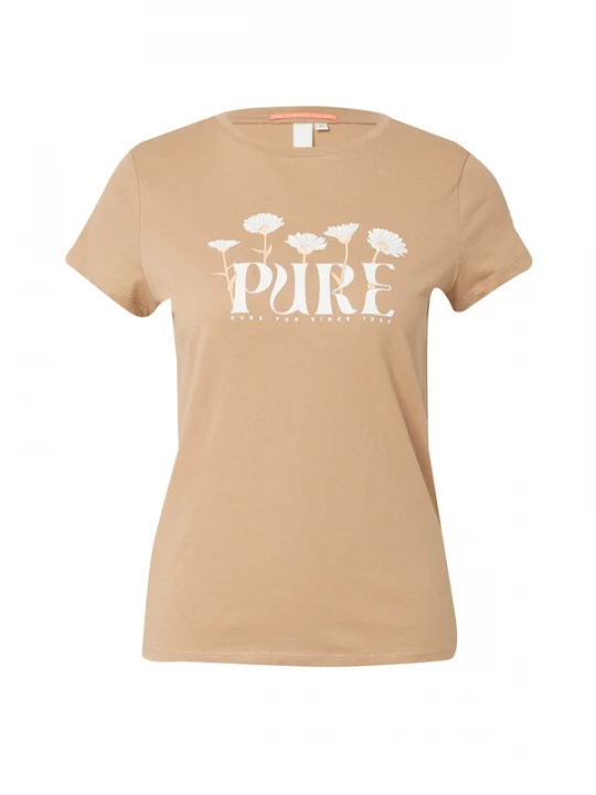 Foto van product QS Shirt cappuccino / wit