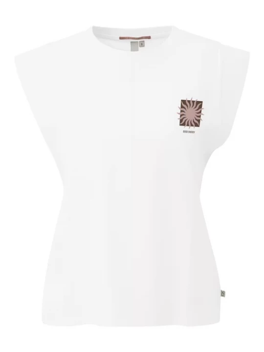 Foto van product QS Shirt chocoladebruin / oudroze / wit
