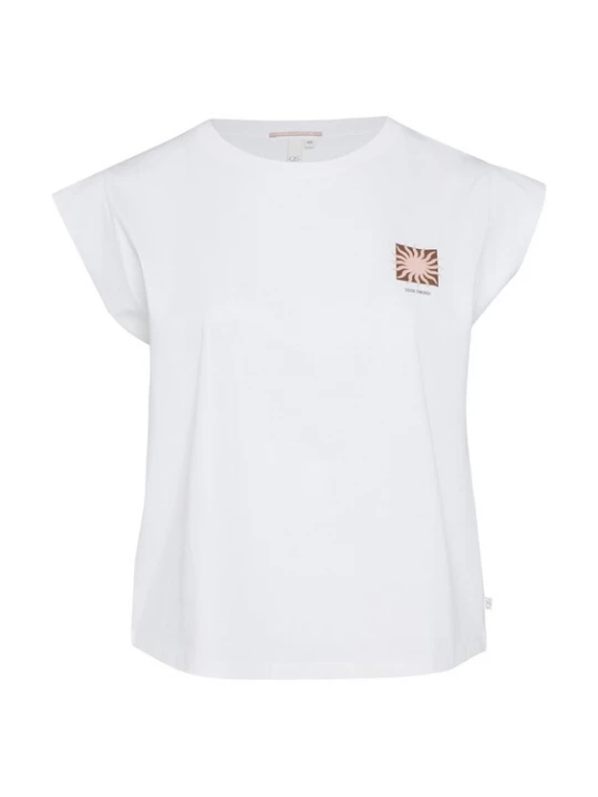 Foto van product QS Shirt chocoladebruin / rosa / wit