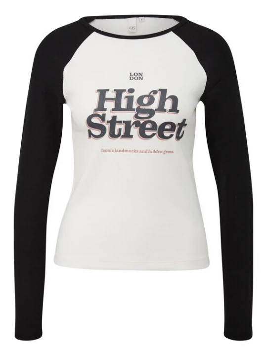 Foto van product QS Shirt crème / eosine / zwart