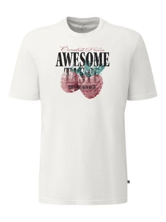 Foto van product QS Shirt crème / groen / magenta / zwart