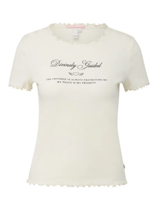Foto van product QS Shirt crème / zwart