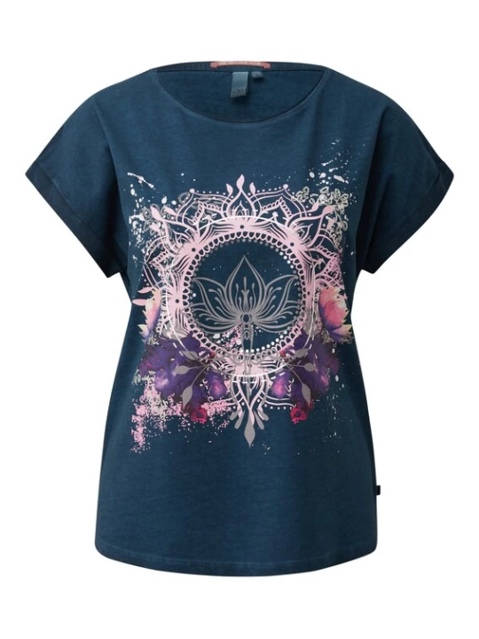 Foto van product QS Shirt cyaan blauw / lila / rosa