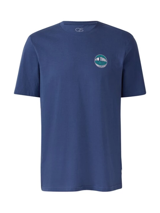 Foto van product QS Shirt donkerblauw / jade groen / wit