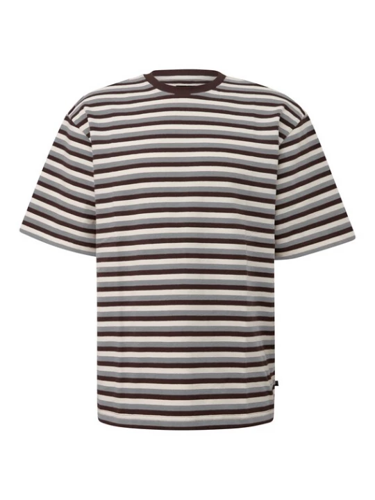 Foto van product QS Shirt donkerbruin / grijs / wit