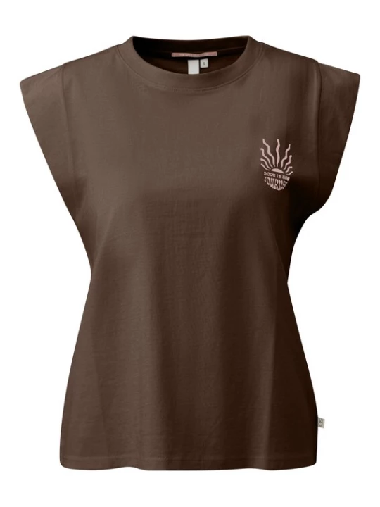 Foto van product QS Shirt donkerbruin / lichtroze