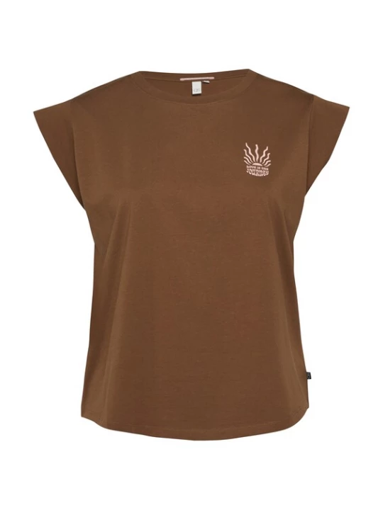 Foto van product QS Shirt ' ' donkerbruin / pastelroze