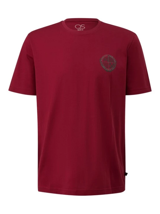 Foto van product QS Shirt donkergrijs / karmijnrood / wit