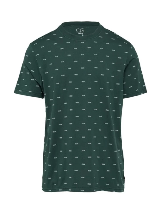 Foto van product QS Shirt donkergroen / wit