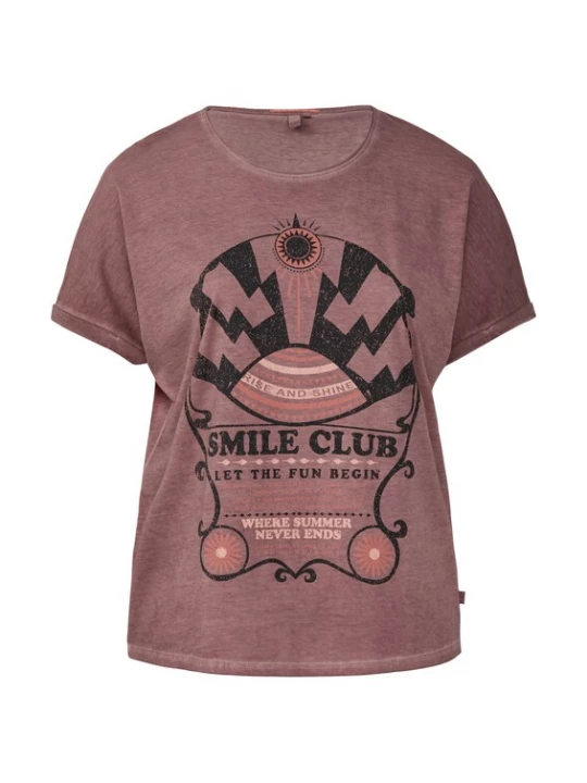 Foto van product QS Shirt donkerlila / zwart