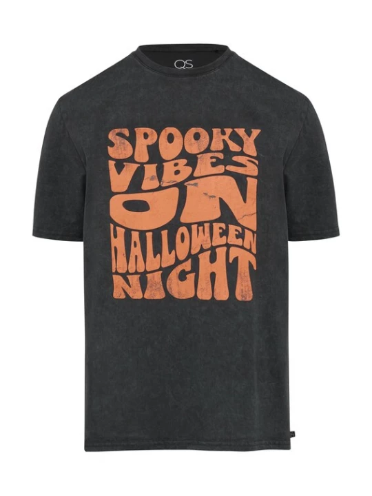 Foto van product QS Shirt donkeroranje / zwart