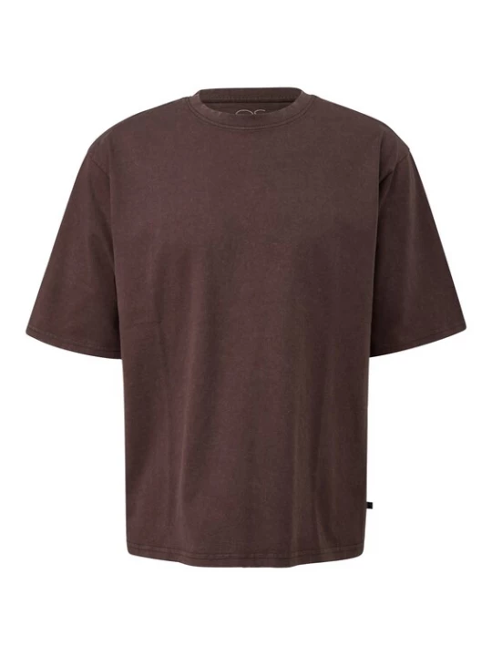 Foto van product QS Shirt ecru / chocoladebruin / zwart