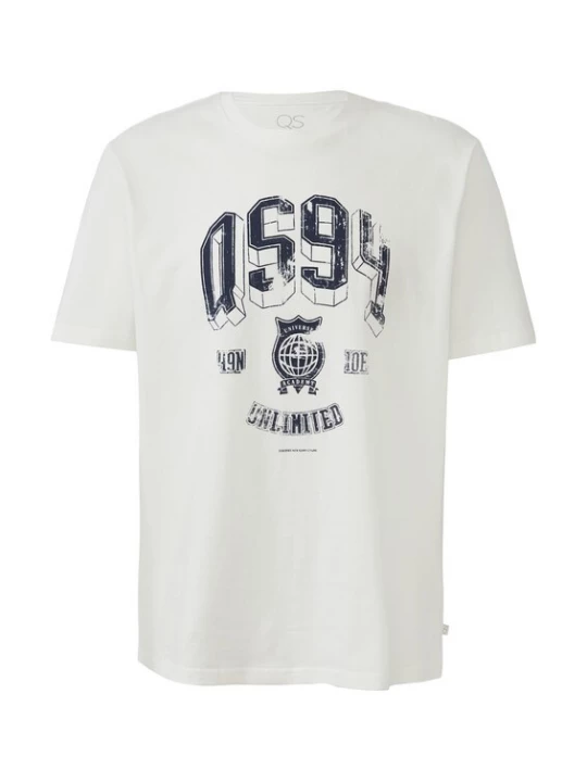 Foto van product QS Shirt ecru / donkerblauw