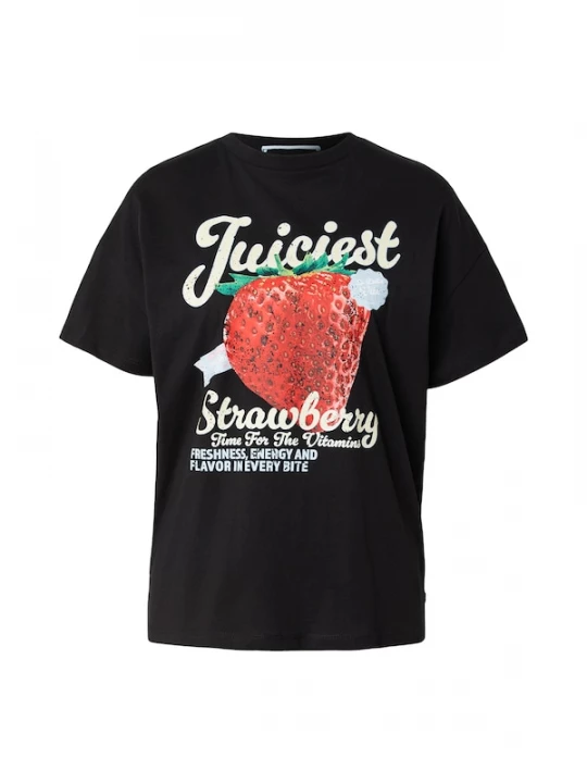 Foto van product QS Shirt ecru / pastelblauw / donkerrood / zwart