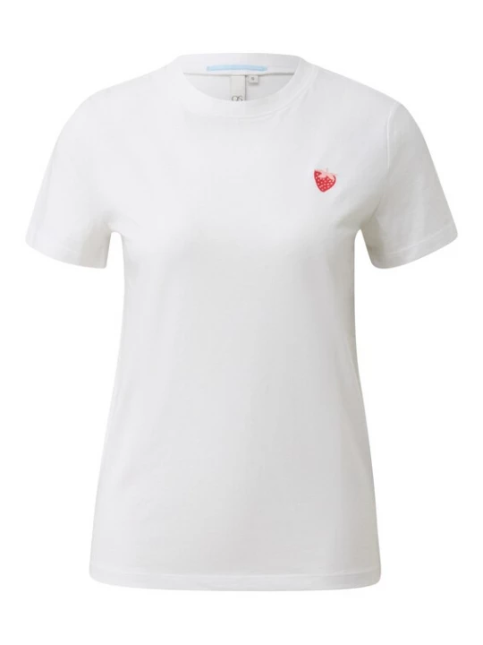 Foto van product QS Shirt framboos / rosé / wit