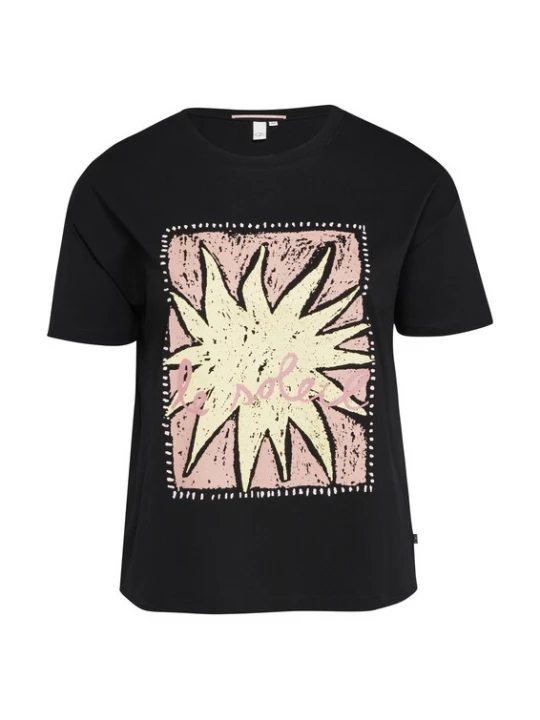 Foto van product QS Shirt geel / rosa / zwart