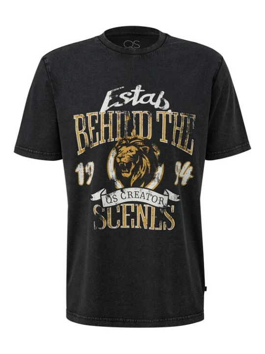 Foto van product QS Shirt geel / zwart gemêleerd / wit