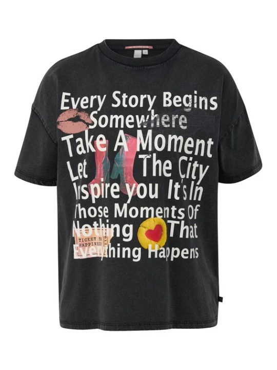 Foto van product QS Shirt gemengde kleuren / zwart