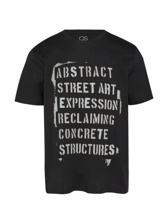 Foto van product QS Shirt grijs / zwart