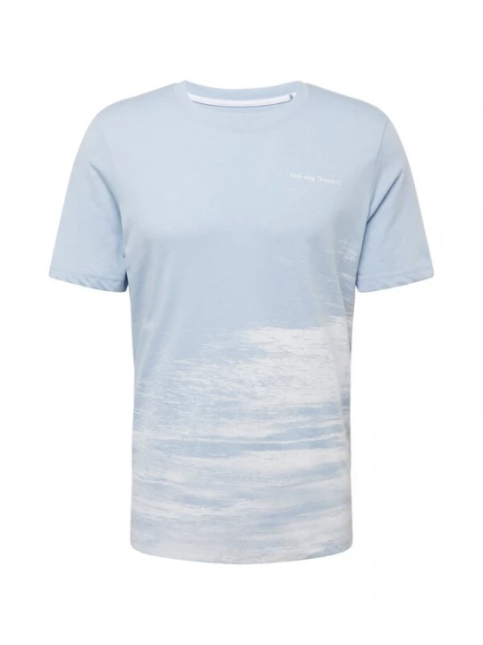 Foto van product QS Shirt hemelsblauw / wit gemêleerd