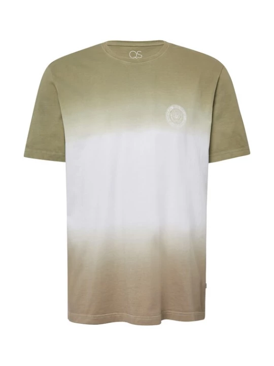 Foto van product QS Shirt kaki / olijfgroen / wit