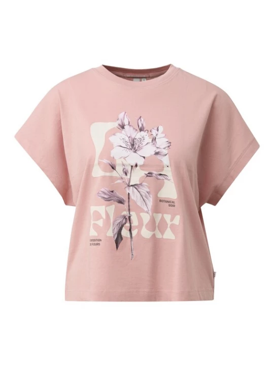Foto van product QS Shirt lichtbeige / pastellila / oudroze / zwart