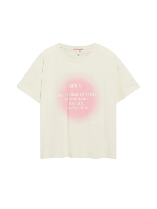 Foto van product QS Shirt lichtbeige / pitaja roze