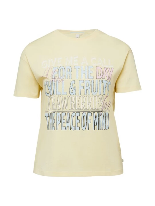 Foto van product QS Shirt lichtblauw / citroen / lichtroze / zwart