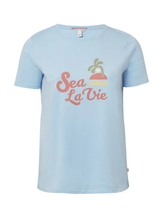 Foto van product QS Shirt lichtblauw / citroen / olijfgroen / lichtrood